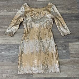 As U Wish Shimmering Gold Long Sleeve Dress